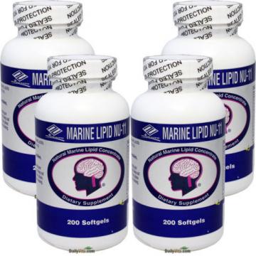 4x Marine Lipid Concentrate Omega-3,6,9 Fish Oil+Flaxseed+Garlic+Ginkgo 200 Cap