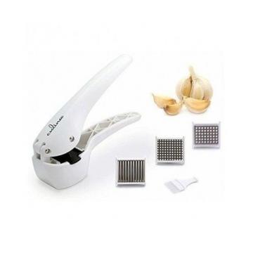 Garlic Press 3 Interchangable Steel Blades Fortified Plastic Shallot Ginger Cook