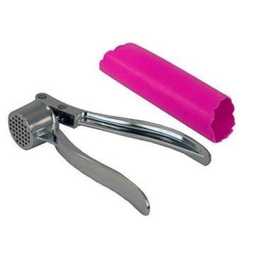 Stainless Steel Garlic Press Mincer &amp; Silicon Garlic Peeler Tube