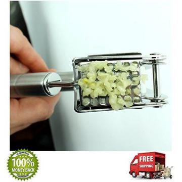 New and Improved EcoJeannie GP0001 Professional Garlic Press (with Hanging Hook,