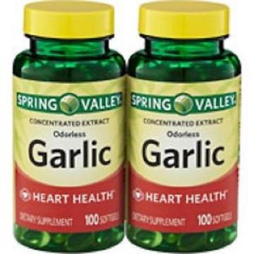 Spring Valley Odorless Garlic 2 Pack 1000mg 100 Softgels Each Free Shipping