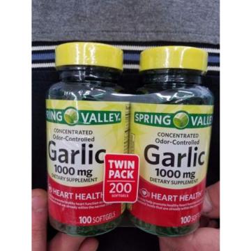 Spring Valley Odor Controlled Garlic Herbal Supplement 100 Count Softgels 2 Pack