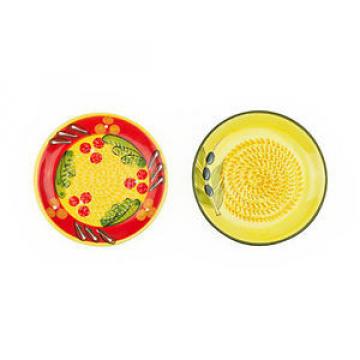 Ceramic Garlic Grater 2 Pack - Red &amp; Yellow Olive