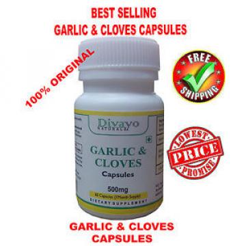 Garlic &amp; Clove pure Indian 60 capsules By Divayo Naturals (Or Buy3 Get 1 Free)