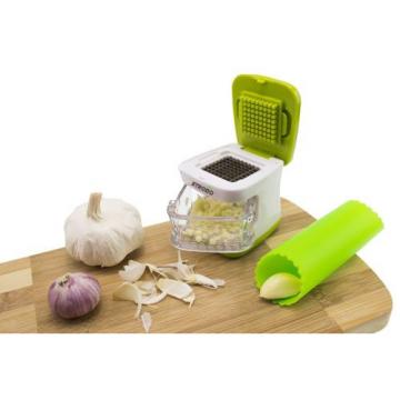 2 in 1 Garlic Press + Peeler Set Crusher, Reversible, Silicone, Rubbing, Dicer