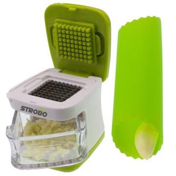 2 in 1 Garlic Press + Peeler Set Crusher, Reversible, Silicone, Rubbing, Dicer