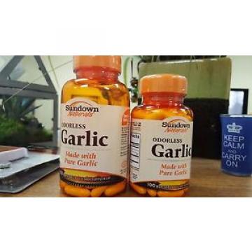 2 bottles Sundown Naturals Garlic 100 softgels +free shipping