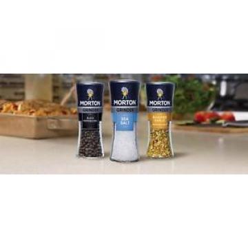 Trio of Morton Sea Salt, Black Peppercorn &amp; Roasted Garlic Sea Salt Grinders