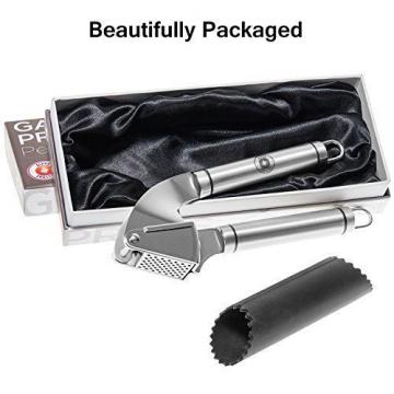 Alpha Grillers Garlic Press and Peeler Set. Stainless Steel Mincer and Silicone