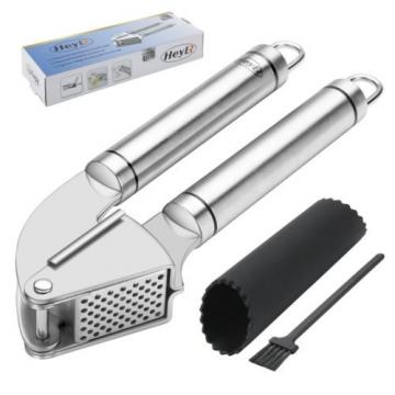 HeyLR Stainless Steel 18/8 Garlic Press Round Handle Crush Garlic Cloves and ...