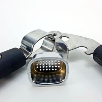 Garlic Press Metal Silicon Handle Black Silver Cooking Gadget Removable Basket