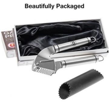 Alpha Grillers Garlic Press And Peeler Set. Stainless Steel Mincer And Silicone