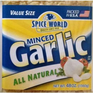 TWO (2) XL JARS of SPICE WORLD MINCED GARLIC  48 oz. FREE PRIORITY SHIPPING