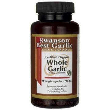 New Swanson Best Garlic Supplements Certified Organic Whole Garlic 700mg 60 caps