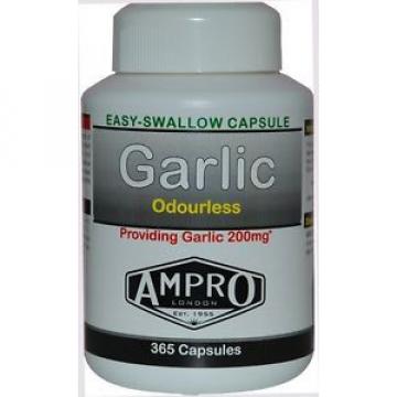 Ampro Garlic Odourless Providing Garlic 200mg x 365 Capsules - One A Day