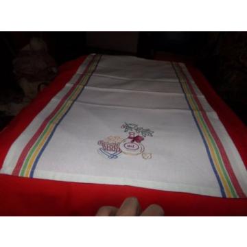 HAND EMBROIDERED 100% COTTON STRIPED TOWEL GARLIC &amp; OIL, NEW