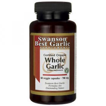 Swanson Certified Organic Whole Garlic 700mg 60 Vegetarian Capsules