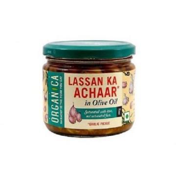 Organica Garlic Pickle (Lassan Ka Achar ) Olive Oil 300g Certified By FSSAI