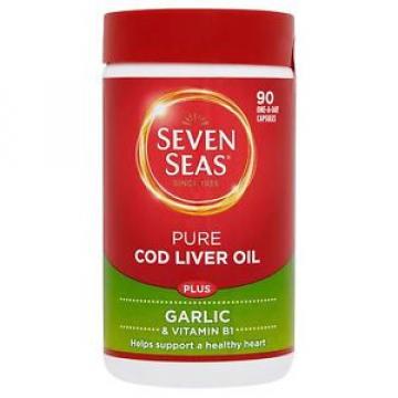 3 x Seven Seas Pure Cod Liver Oil Plus Garlic 90 One a Day Capsules