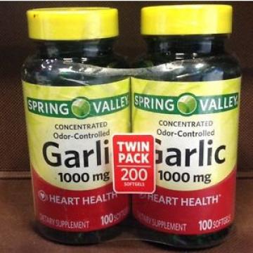 2 Spring Valley Garlic 1000mg Heart Health 100 softgels each(200 total) Exp8/17+