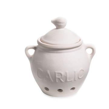 Fox Run Garlic Keeper Storage Container Lid White Saver Fresh TerraCotta Jar