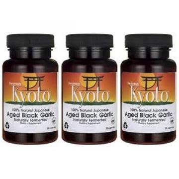 Kyoto Aged Black Garlic 650 mg 3X 30 Caps, 3 Bottle Polyphenol Allicin + Bonus