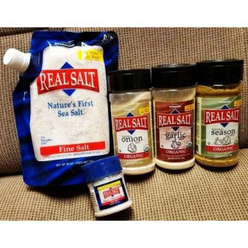 Redmond RealSalt 26oz Pouch, 2oz Shaker, 8.25oz Natural Season Onion Garlic Salt