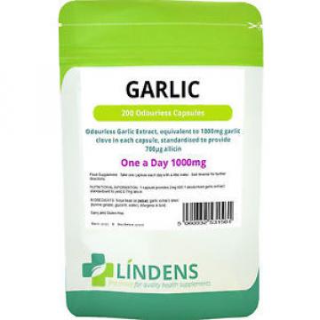 Garlic Oil 1000mg Odourless high strength 200 capsules Lindens