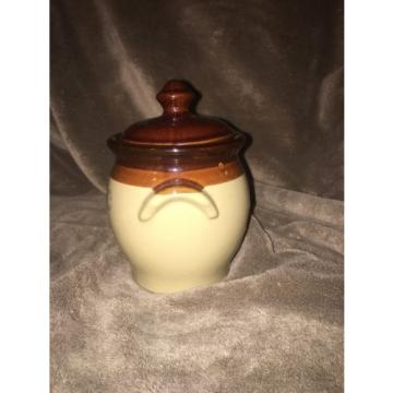 Stoneware Brown and Tan Glaze Garlic Keeper Crock