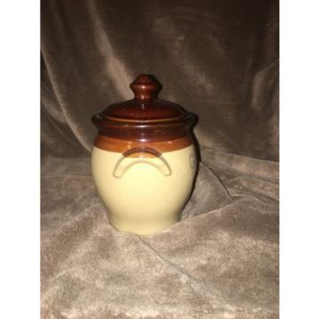 Stoneware Brown and Tan Glaze Garlic Keeper Crock