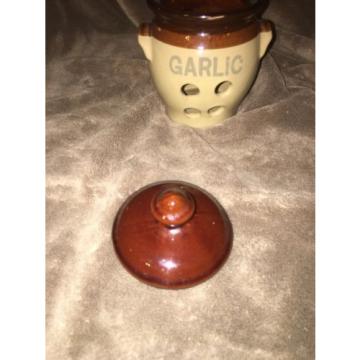 Stoneware Brown and Tan Glaze Garlic Keeper Crock