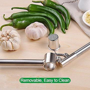 High End Professional Grade Stainless Steel Easy to Use and Clean Garlic Press