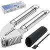 HeyLR Stainless Steel 18/8 Garlic Press Round Handle Crush Garlic Cloves And