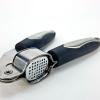 Garlic Press Metal Silicon Handle Black Silver Cooking Gadget Removable Basket