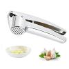 Garlic Press, Tong Stainless Steel Garlic Press with Heavy Large Handles Easily