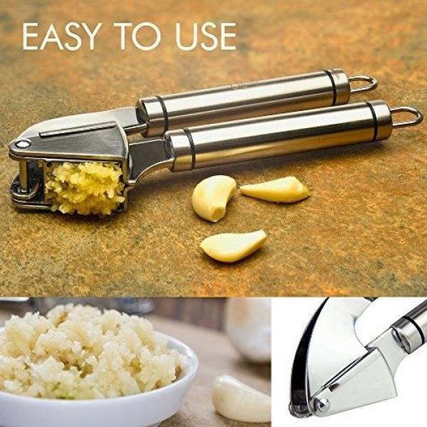 Qlty First Stainless Steel Professional Garlic Press, Crusher Complete Bundle - #5 image