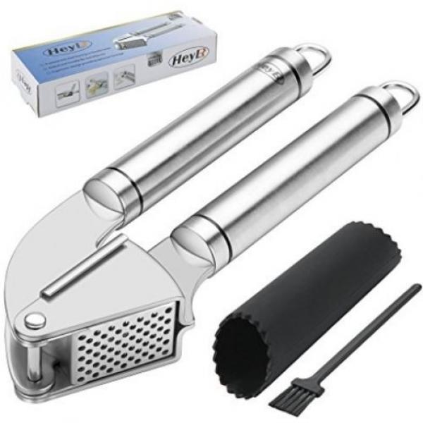 HeyLR Stainless Steel 18/8 Garlic Press Round Handle Crush Garlic Cloves And #1 image