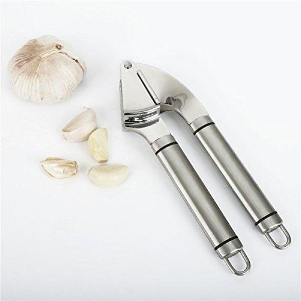 HeyLR Stainless Steel 18/8 Garlic Press Round Handle Crush Garlic Cloves And #2 image