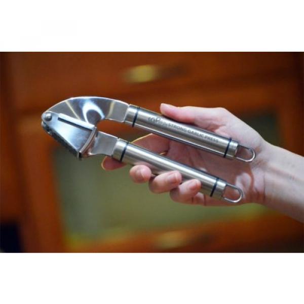 Strong Garlic Press Stainless Steel with Silicone Tube Roller for Perfect... New #3 image