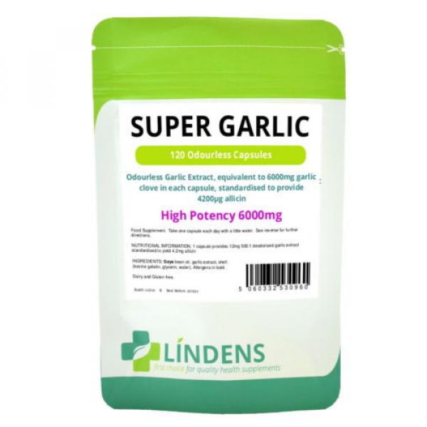 Super Strength Garlic 6000mg; Odourless; 120 capsules oil softgels Lindens #1 image