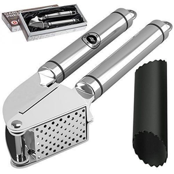 Alpha Grillers Garlic Press and Peeler Set. Stainless Steel Mincer and Silicone #1 image