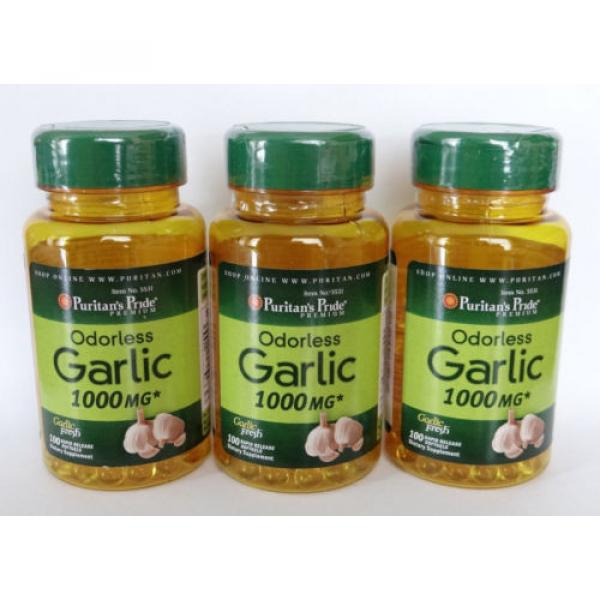 3 x 100 Puritan&#039;s Pride Odorless Garlic 1000 mg r r softgels 02/19 sealed 300 pc #1 image