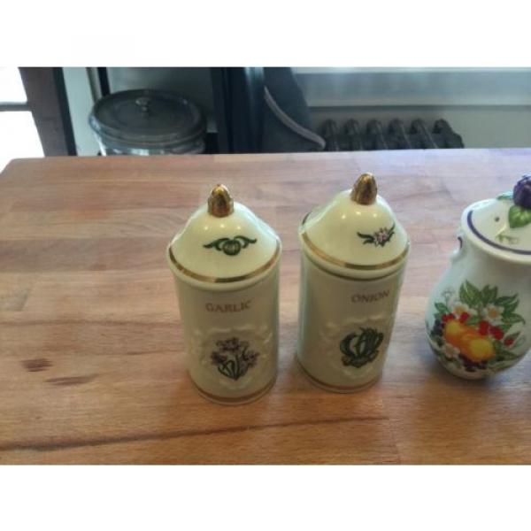 4 Lenox Seasoning Jars Salt/pepper And Garlic/ Onion #2 image