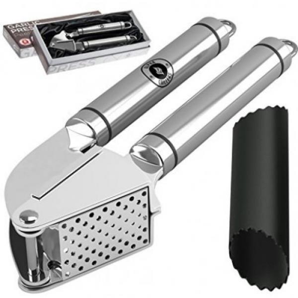 Alpha Grillers Garlic Press And Peeler Set. Stainless Steel Mincer And Silicone #1 image