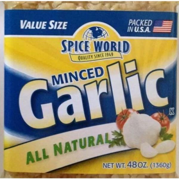 TWO (2) XL JARS of SPICE WORLD MINCED GARLIC  48 oz. FREE PRIORITY SHIPPING #3 image