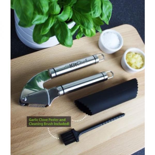 KitChef Premium Garlic Press includes a Garlic Peeler Plus a Cleaning Brush #5 image