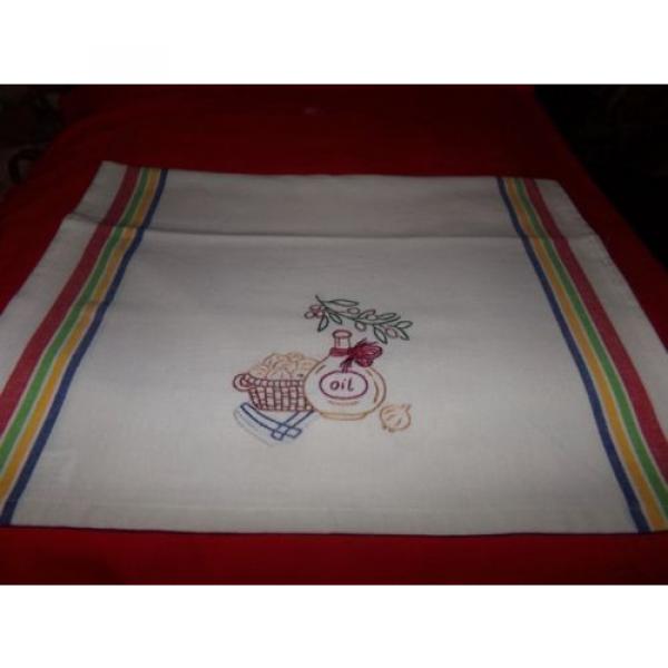 HAND EMBROIDERED 100% COTTON STRIPED TOWEL GARLIC &amp; OIL, NEW #2 image