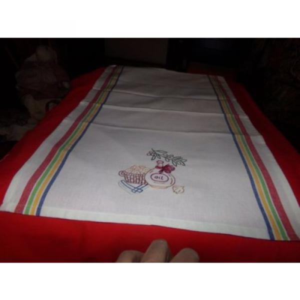 HAND EMBROIDERED 100% COTTON STRIPED TOWEL GARLIC &amp; OIL, NEW #3 image