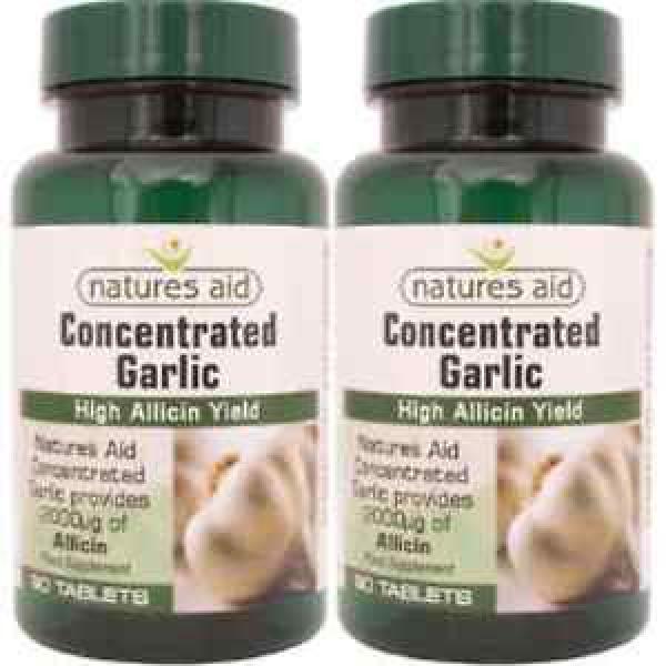 2 x Garlic Concentrated 2000ug High Allicin Yield x 90 tablets - Natures Aid #1 image