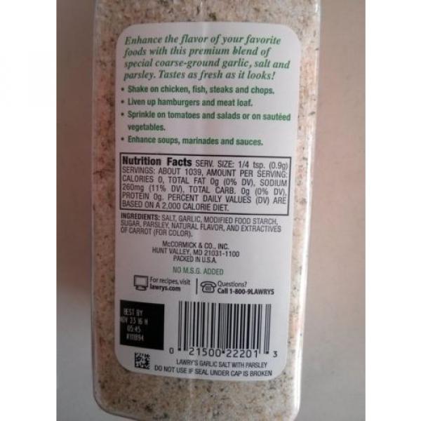 Lawrys 33 oz Garlic Salt Course ground with Parsley,Spices for Cooking Seasoning #2 image